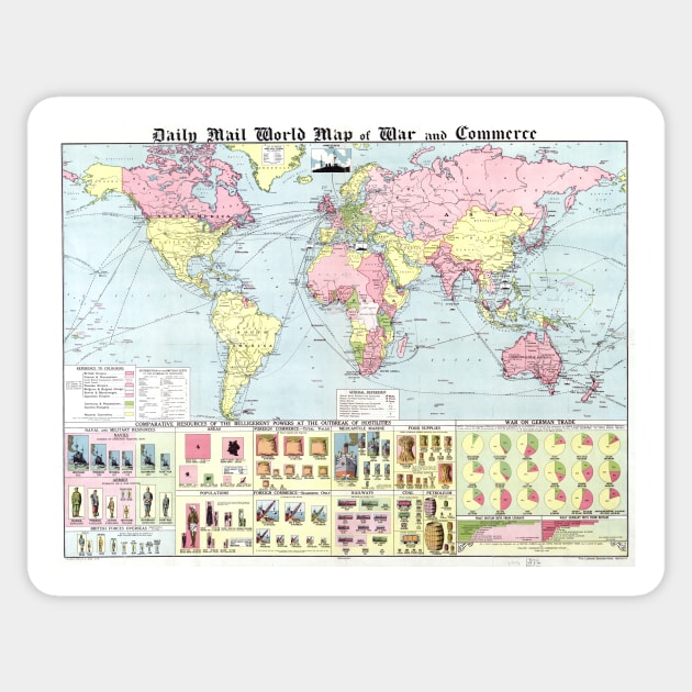 World map wall art 1934 dorm decor mappemonde daily mail world map Art Print Sticker by FrenchPrinting